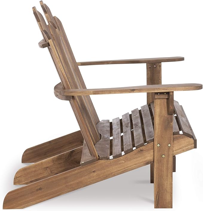 Linon Jayde Adirondack Double Bench, Teak