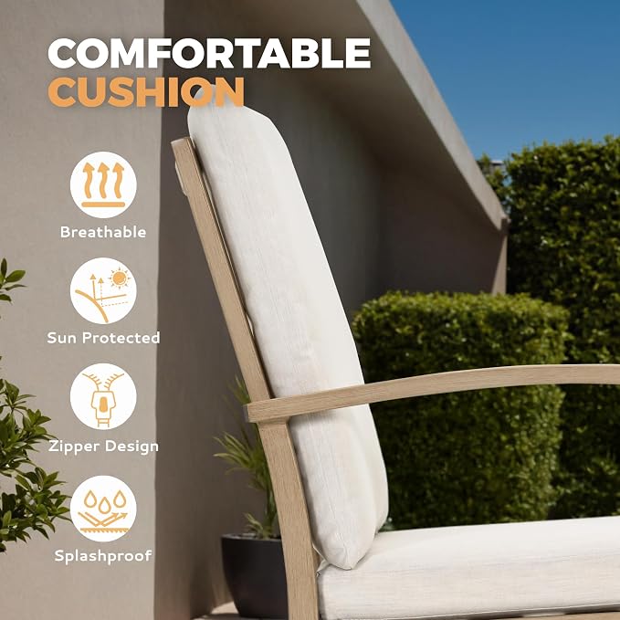 HAPPATIO Aluminum 9 Piece Patio Dining Set - Aluminum Outdoor Dining Set for 8, Patio Dining Table and Chairs Set, Patio Furniture with Table and Chairs (Beige)