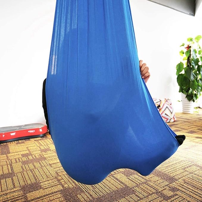 Adjustable Sensory Swing Children's Elastic Swing Set Aerial Flying Yoga Cuddle Hammock for Kids Or Adults Autism ADHD (Color : Blue, Size : 150 x 280 cm (L x W).)