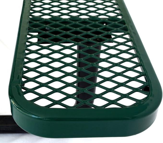 Heavy Duty ADA Outdoor Picnic Table, Expanded Metal, Wheelchair Accessible (Green, 96)
