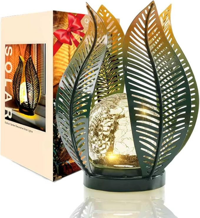 Solar Garden Lights Outdoor Decorations Garden Decor,Crackle Globe Glass,Gardening Gifts Waterproof Solar Lights for Outdoor Decor Patio,Lawn,Balcony,Porch,Yard Art