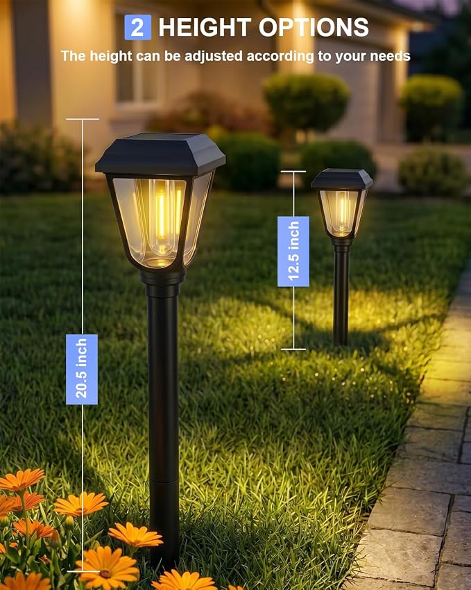 Solar Pathway Lights 8 Pack Outdoor 3000K Bright Auto On/Off Solar Garden Lights Long Lasting Solar Powered Waterproof Landscape Light for Path Yard Walkway Lawn Driveway Decor Lighting - Warm White