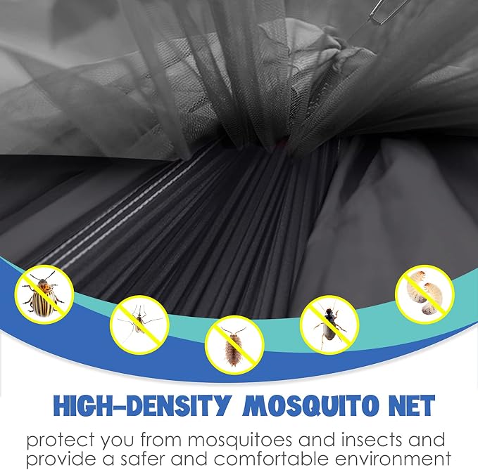 Gold Armour Camping Hammock - Camping Essentials, Double Hammock with Bug Net, Camping Gear Hammock for Outside, Hiking, and Travel (Gray)