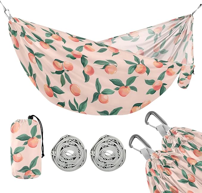 Camping Hammock Outdoor Hammocks for Outside Peach Cute Pink Beach Trees Portable Lightweight with Pockets Tree Straps Indoor