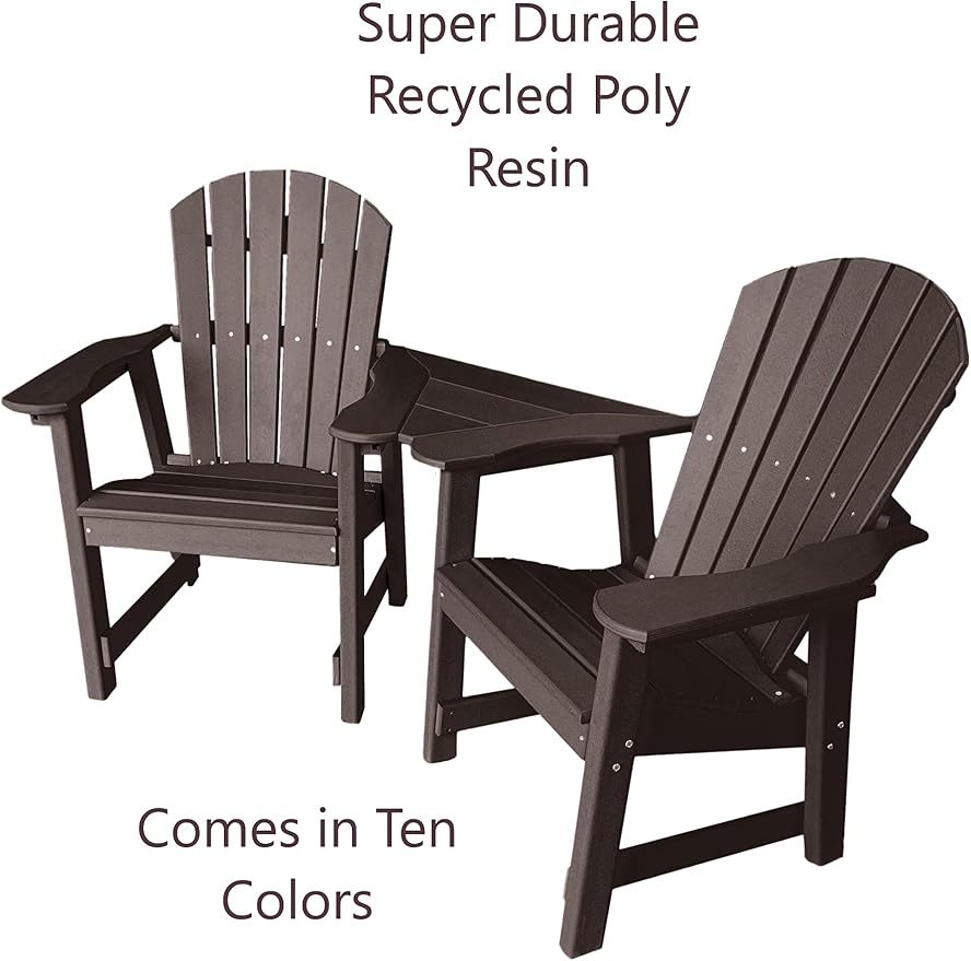 Phat Tommy 2 Chair Dining Table Set - Poly Outdoor Furniture - Small Patio Dining Set for Apartment Balcony Furniture, Recycled Poly Lumber Chairs and Table, Brown