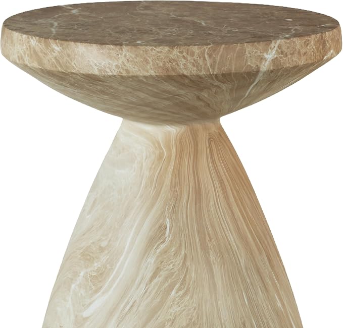 17.72" Cement End Tables for Patio,Marble | Faux Terrazzo Modern Small Round Side Accent Table,Tree Stump Garden Stool Drum Indoor and Outdoor