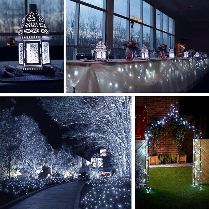 Lomotech Solar Fairy Lights Outdoor, 2 Pack Total 66ft 200 LED,White | Solar String Lights Waterproof 8 Modes Twinkle Lights for Outdoor, Patio, Garden, Yard, Party, Wedding, Tree Decoration
