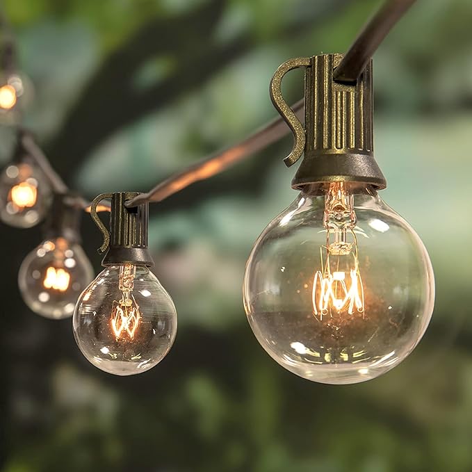 GOOTHY Outdoor String Lights, 100Ft G40 Globe Patio Lights Waterproof with 100 Warm White Bulbs, Connectable Hanging Backyard Light for Outside Garden Balcony Holiday Party Decor-Black
