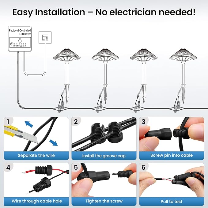 All-in-One Low Voltage Landscape Lighting Kit, 5W Outdoor Lights 2700K | Pathway Lights with 96W Transformer, IP66 Waterproof LED Landscape Lights Dusk to Dawn, Patio Lights for Yard Garden, 8-Pack