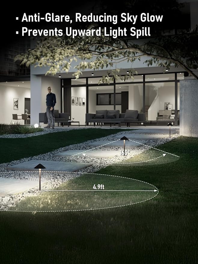 LEONLITE 4-Pack LED Low Voltage Landscape Path Lights, 12-24V AC/DC, 5000K | 3W 120LM, CRI90, ETL Listed, Cast Aluminum, Wet Location, Daylight, Wired Pathway Lights, for Yard Lawn