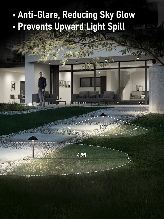 LEONLITE 12-Pack LED Low Voltage Landscape Path Lights, 12-24V AC/DC, 5000K | 3W 120LM, CRI90, ETL Listed, Cast Aluminum, Wet Location, Daylight, Wired Pathway Lights, for Yard Lawn