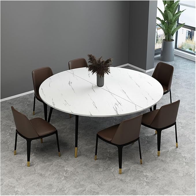 Multi-Colored 47.2" Round Folding Table - Adjustable 24-71" Diameter, Wood Half-Fold Design, Ideal for Kitchen & Patio Dining, Easy Storage with Sturdy Metal Hardware