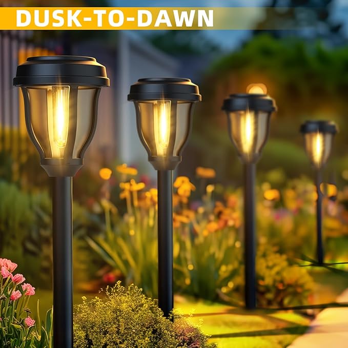 DERAYSION 6 Pack Solar Lights Outdoor, Solar Pathway Lights Waterproof Garden Landscape Lighting for Path, Yard, Walkway, Driveway Decor- 6 Pack Warm White | Waterproof Solar Garden Lights 6 Pack LEDOutdoor Solar Lights for Yard Landscape Path Walkway ...