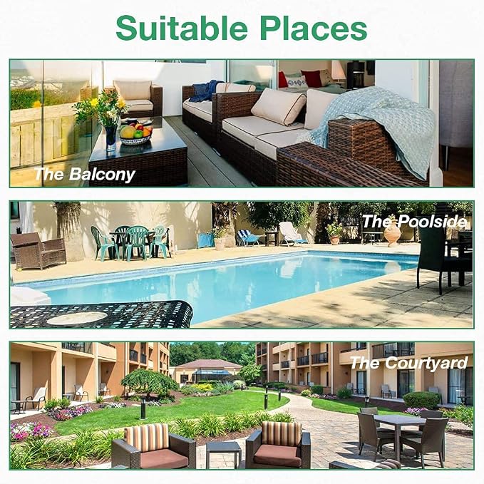 Outdoor Patio Furniture Sets 4 Pieces Patio Set Rattan Chair Wicker Sofa Conversation Set Patio Chair for Backyard Lawn Porch Poolside Balcony Garden Furniture Sets with Coffee Table (Brown)