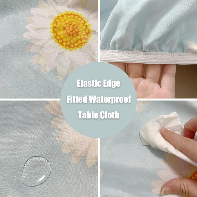 Square Fitted Tablecloth Suit for 24"x24" Table Color01 Stretch Table Topper Cap for Dining Kitchen Home Party Style19