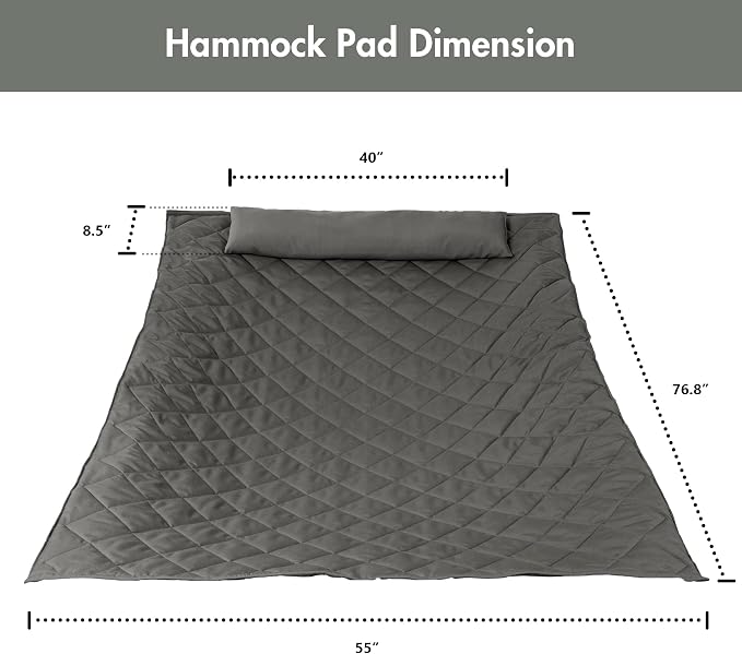 ANOW Portable Hammock Pad with Hammock Pillow, Replacement Hammock Pad, Grey