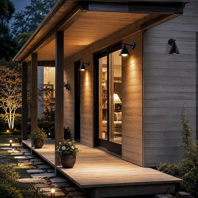 Dusk to Dawn Outdoor Wall Lights Set of 2, Modern LED Wall Sconce | Dusk to dawn