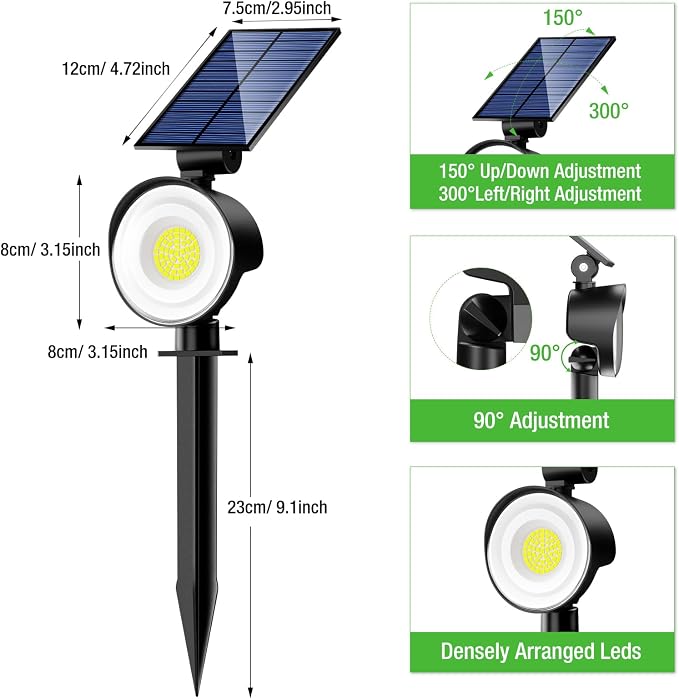 nipify Solar Spot Lights Outdoor Waterproof, Landscape Spotlights | Blue, 2 Pack/53 LED/3 Modes, Adjustable Solar Panels, Auto On/Off, Uplights Lighting for Outside Tree Yard Flag Garden
