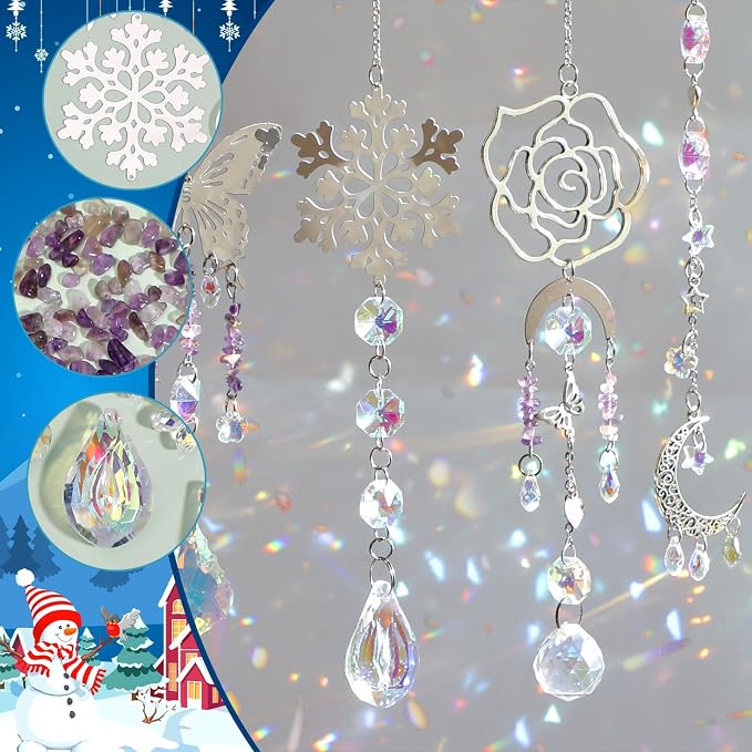 DIY Suncatchers, 400pcs Sun Catchers Supplies Kit Art and Crafts for Adults | Hanging Prism Sun Catcher with Crystals Rainbow Maker for Christmas Decor Indoor Window Home Wedding Outside Garden