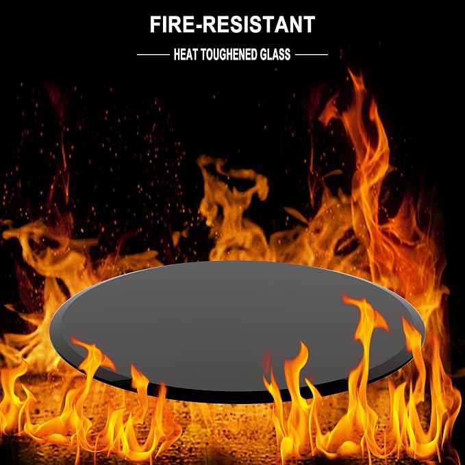 36 Inch Round Black Tempered Glass Table Top, Black Table Surface Protector, Safe 1/2" Thick-Beveled Polished Edge, Replacement Glass Top for Home, Office, Patio, Outdoor/Indoor