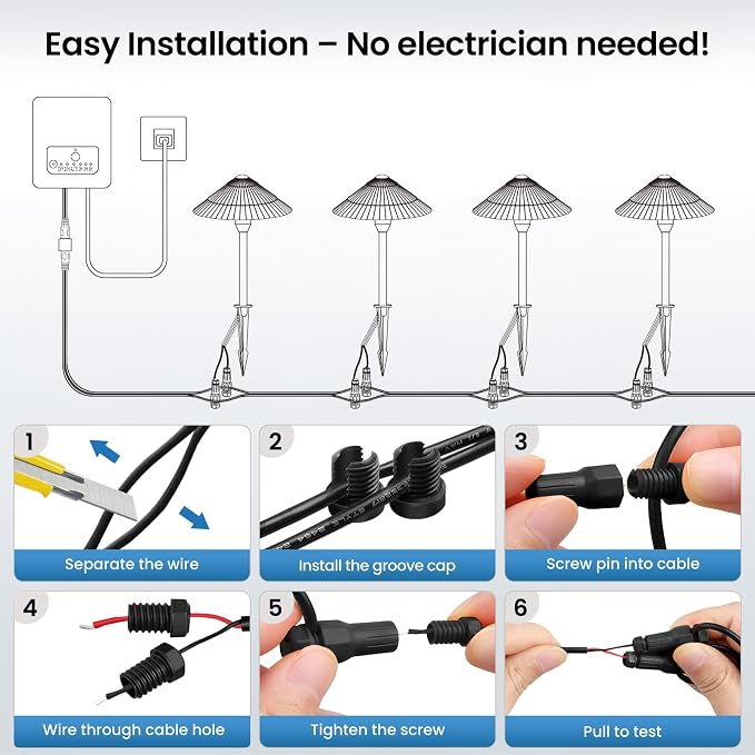 All-in-One Low Voltage Landscape Lighting Kit, 5W Outdoor Lights 2700K | Pathway Lights with 40W Transformer, IP66 Waterproof LED Landscape Lights Dusk to Dawn, Patio Lights for Yard Garden, 4-Pack