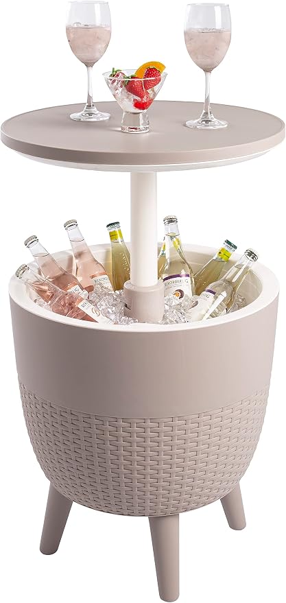 Lagoon Cancún Outdoor Cooler Bar/Cocktail/Coffee 3-in-1 Patio Table (Gray)