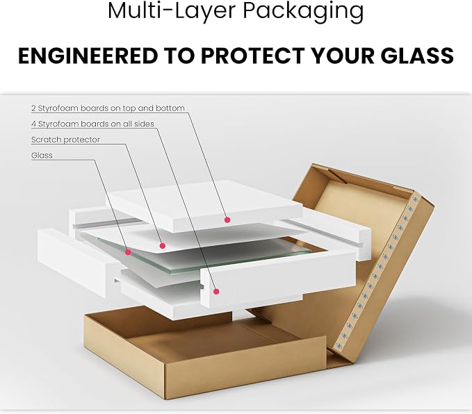 Dulles Glass 34 inch Round Glass Table Top - Tempered - 1/4" Thick Glass Surface, Safe Flat Polished, Multipurpose for Dining Table, Patio, Coffee and End Table