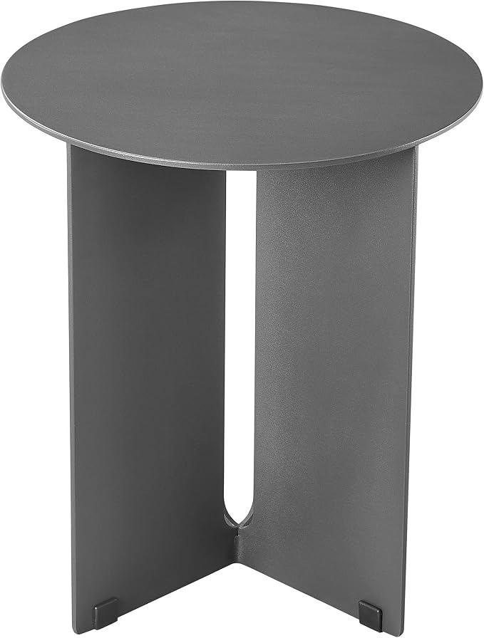 Modway Tecton Aluminum Outdoor Patio Round Side Table in Charcoal - 15 inch Porch Garden Table - Tall Poolside End Table - Small Metal Accent Table - Powder-Coated Aluminum Patio Furniture