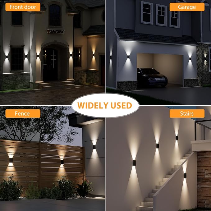 Solar Wall Light Outdoor , 3000/4000/6000K 3 Modes Dusk to Dawn Lighting Wall Sconce IP67 Waterproof Up and Down Solar Lights Outdoor Front Door Light for House, Garage, Porch, Doorway,Fence (1 PACK)
