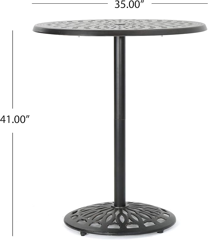 Christopher Knight Home Arlana Outdoor Cast Aluminum Bar Table, Shiny Copper Finish