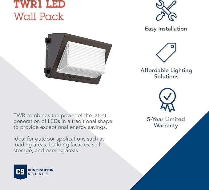 Lithonia Lighting 13" LED Wall Pack Outdoor Light, Dusk to Dawn Photocell | Bronze Outdoor Light Fixture, 3000K/4000K/5000K CCT, Adjustable Lumens, UVOLT (TWR1 LED ALO SWW2 UVOLT PE DDBTXD)