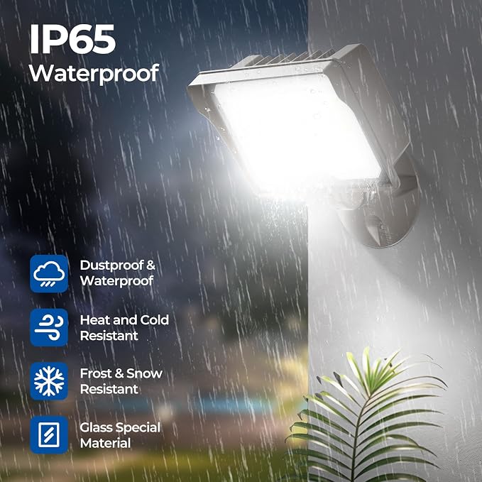 CINOTON 55W 7700LM LED Flood Lights Outdoor, 3CCT, ETL Listed, 1 Pack | IP65 Waterproof Security Wall Pack with 180°Knuckle, Dusk to Dawn 120V Aluminum Fixture for Warehouse Patio Porch Garage