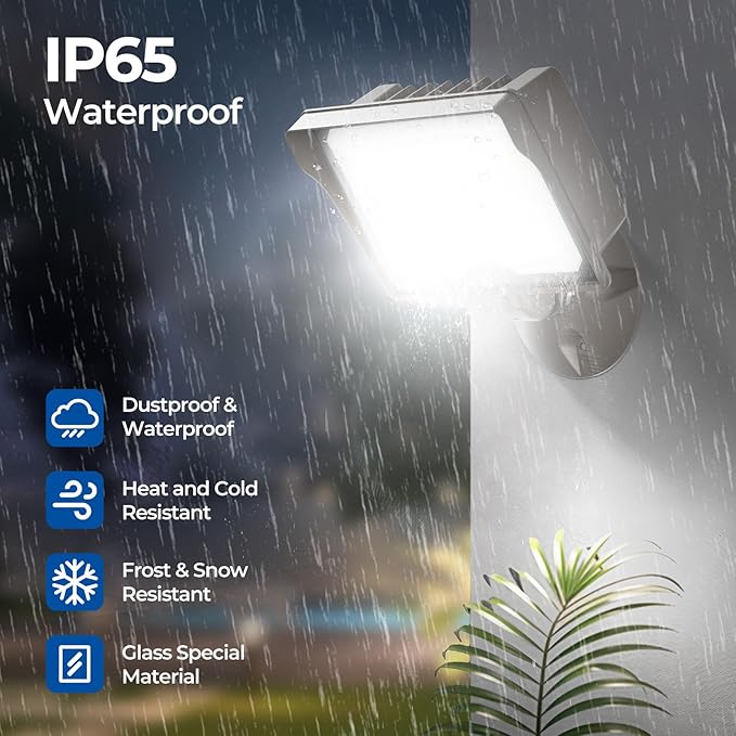 CINOTON 55W 7700LM LED Flood Lights Outdoor, 3CCT, ETL Listed, 2 Pack | IP65 Waterproof Security Wall Pack with 180°Knuckle, Dusk to Dawn 120V Aluminum Fixture for Warehouse Patio Porch Garage