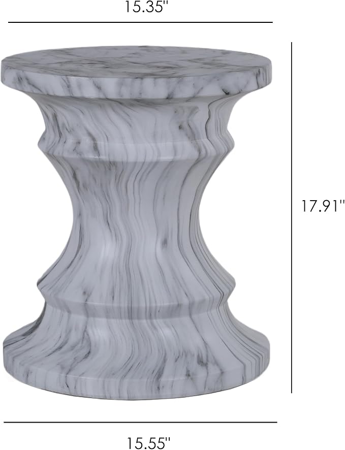 Outdoor Side Table Round Concrete Side Table Faux Stone End Tables Cement Accent Tables Patio Garden Stool Plant Stand for Porch, Backyard Balcony,15.35",Grey