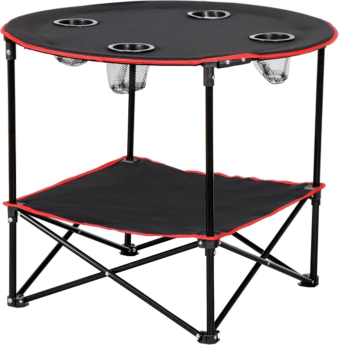 ZenStyle Indoor Outdoor Pop Up Portable Folding Picnic Table Camping Beach Table with Cupholders & Storage Bag