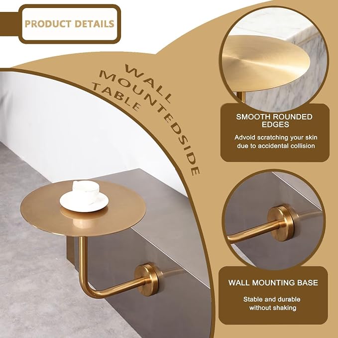 Round Bistro Pub Table - Wall-Mounted Cocktail Table, Silver Stainless Steel, Ideal for Indoor/Outdoor Dining, Compact 15.7"x15.7"x17.7" Bar Table for Home & Patio
