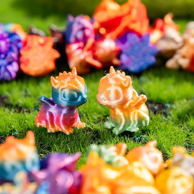 100pcs Mini 3D Printed Animals Tiny Dragon Plastics Figures Miniature Little Small Animals Figurines Bulk for Micro Fairy Garden Landscape Accessories Hide Crafts Decor Aquarium