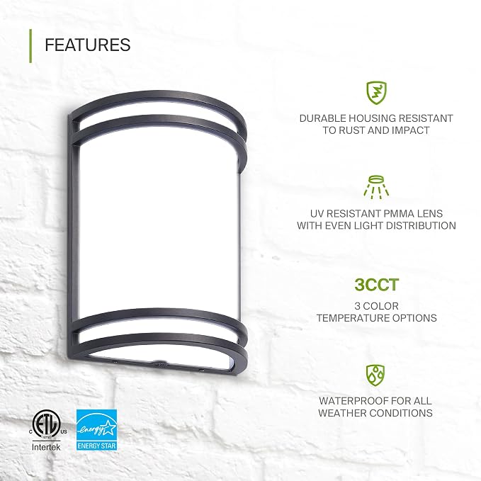 ASD 10 Inch LED Outdoor Sconce Lights - 15W 3000K 4000K 5000K Bronze Exterior Lighting Fixtures, Dimmable Exterior Lights for House, Modern Patio Wall Light Fixture ETL, 2 Pack