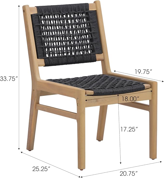 Christopher Knight Home Della Acacia Wood Dining Table Set for 6, 6 Piece Outdoor Dining Set with 70.75" Dinner Table, Bench and Armless Chairs, Patio Furniture Set for Dinner, Light Teak+Black