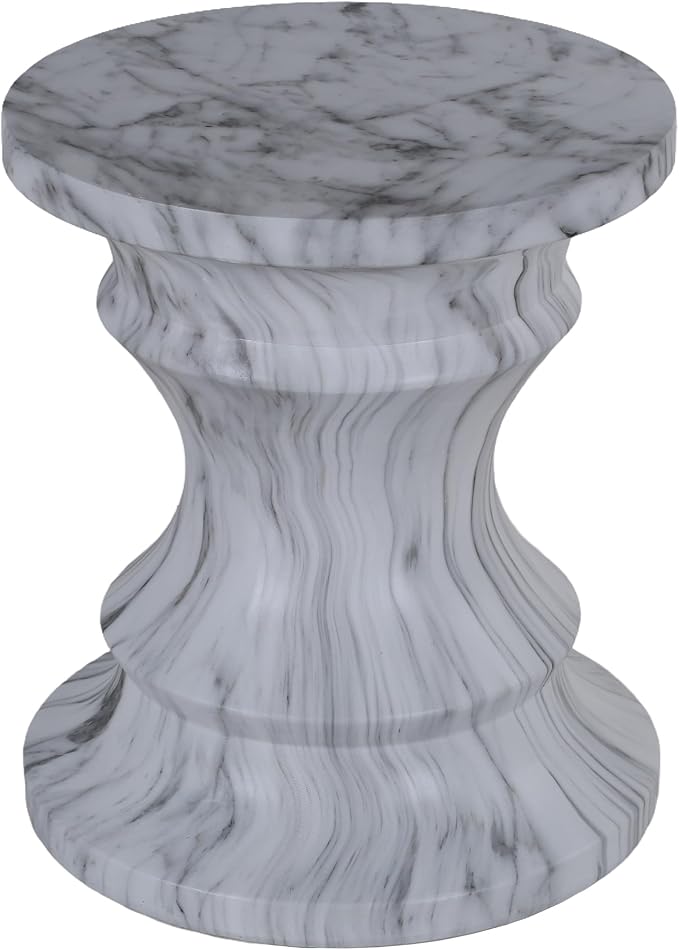 Outdoor Side Table Round Concrete Side Table Faux Stone End Tables Cement Accent Tables Patio Garden Stool Plant Stand for Porch, Backyard Balcony,15.35",Grey