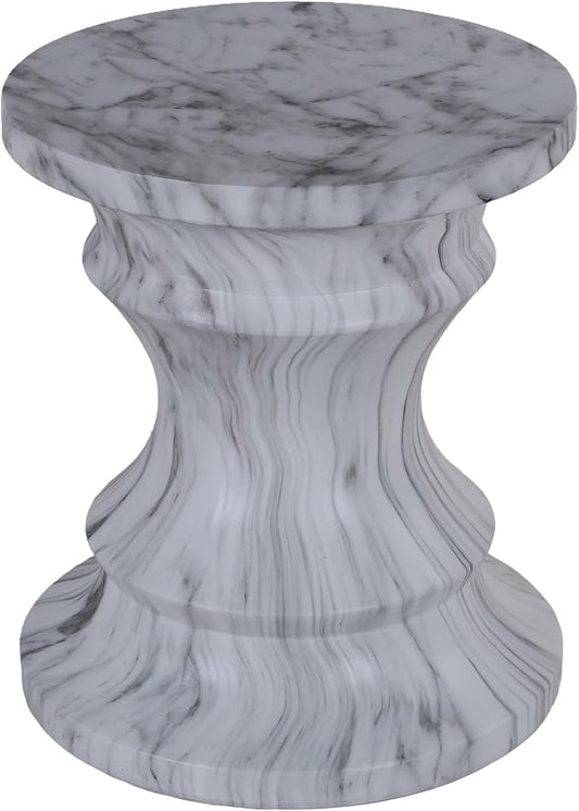 Faux Terrazzo Cement Tree Stump Stool Table, Modern Outdoor Accent Table for Patio & Garden, Round Side Table Indoor and Outdoor, Marble