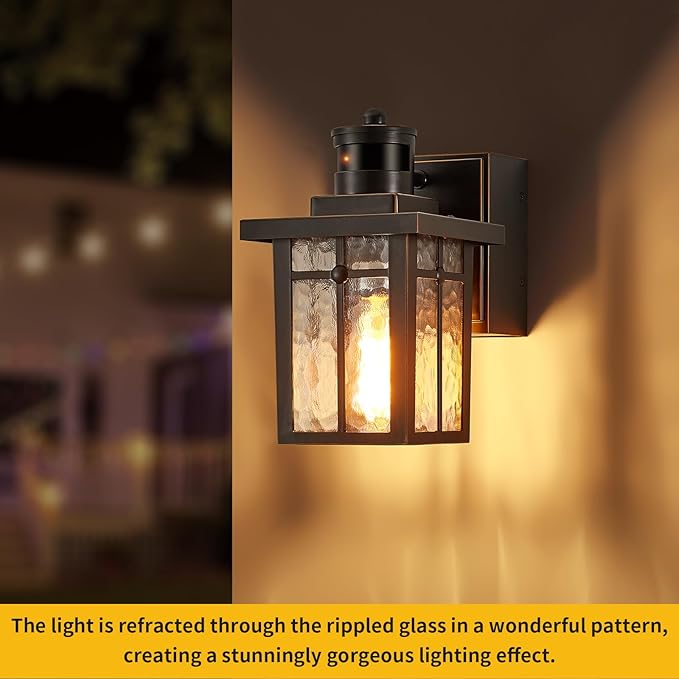 Myhaptim Porch Lights with GFCI Outlet,Dusk to Dawn Motion Sensor Outdoor Lights,3 Lighting Modes Black Front Door Light,Waterproof Exterior Light Fixture,Outside Wall Lamp for House Patio Garage