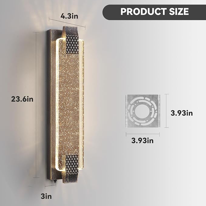 camuucci Dusk to Dawn Outdoor Wall Light,Sparkling Glow Porch Sconce | IP65 Waterproof Exterior LED Wall Light,Bubble Acrylic Design,23.6-Inch Front Door Light for Porch Patio,Bronze