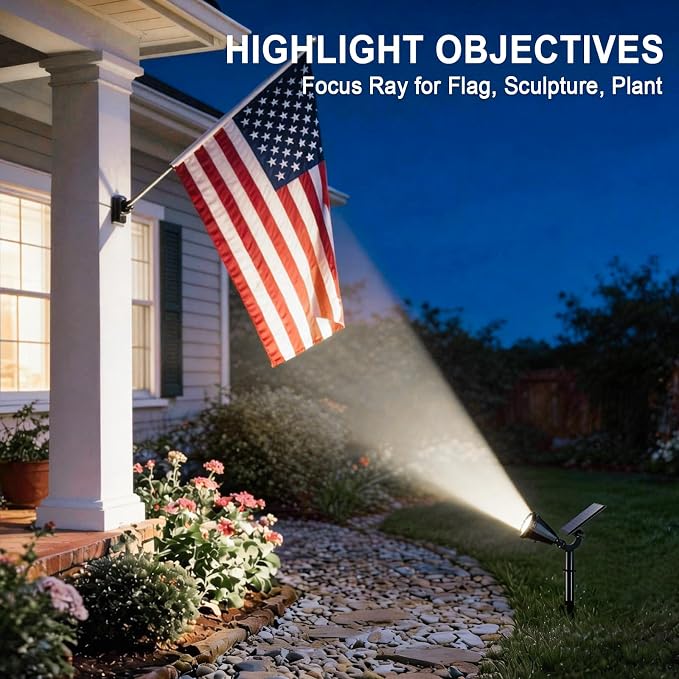 Solar Spot Lights Outdoor Waterproof IP65, Flag Landscape Spotlights | 2 Pack 4 Lighting Modes Solar Powered Spotlights Auto On/Off,Solar Garden Yard Pathway Wall Uplights for Outside,Cool White