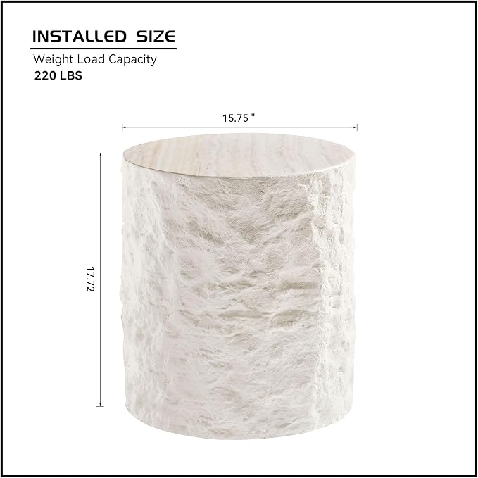 15.75 ''Round Coffee Table, Accent End Table for Living Room Office Apartment, Modern Minimalist Side Table with Faux Marble Pattern,No Need Assembly,Beige Ø15.74