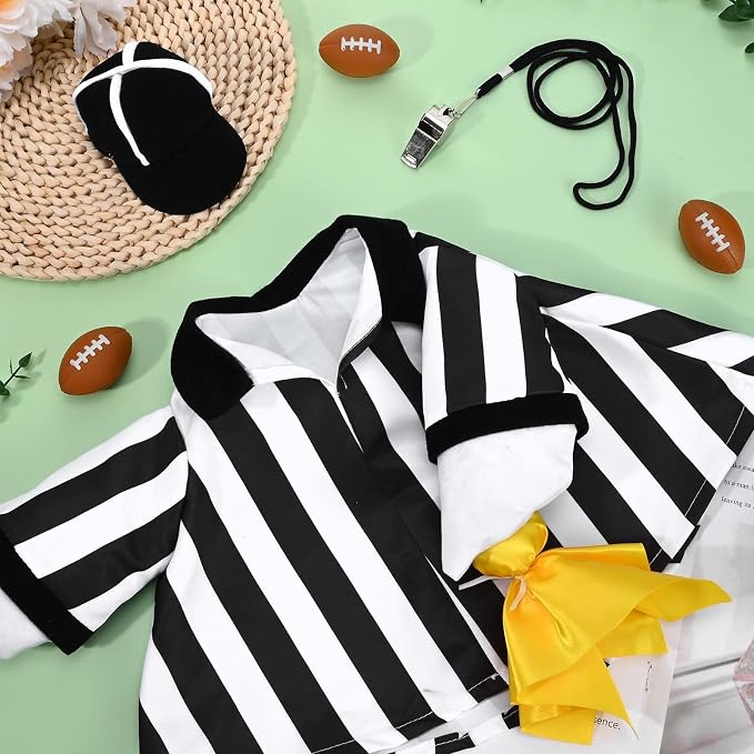JcHrmers Referee Goose Outfit Referee Shirt Hat Whistle Penalty Flag 23 inch Cement Goose Clothes for Sports Seasons Outdoor Garden Yard Patio Lawn Decoration