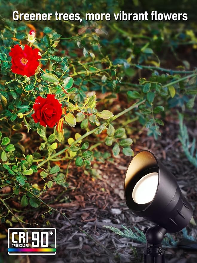LEONLITE 8-Pack 5W 12-24V Low Voltage LED Spotlight 3000K Oil Rubbed Bronze | Landscape Pathway Lights Outdoor, CRI90, Aluminum Spot Lights for Garden, ETL Listed, IP65 Waterproof, Warm White