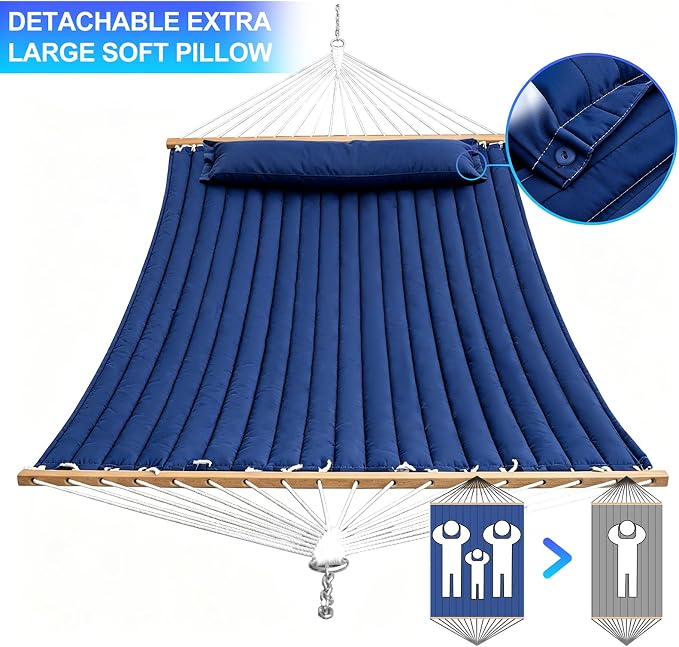 Portable Outdoor Hammock with Stand, Heavy Duty Hammock with Carrying Bag, Soft Pillow, Balance Ropes