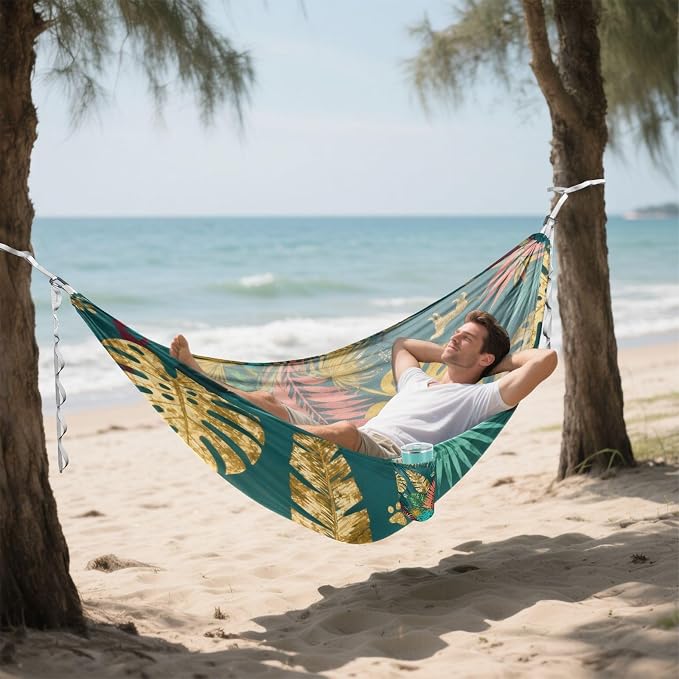 Tropical Leaf and Pet Camping Hammock Fabric for Outside Patio Garden