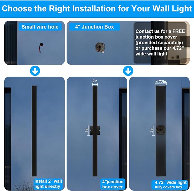 Modern Exterior Lights for House - 2pack 39.4inch Long Strip Outdoor Porch & Patio Wall Light Fixture, Black Wall Mount Exterior Lighting Wall Sconce Outside Garage Lights for Courtyard, Corridor